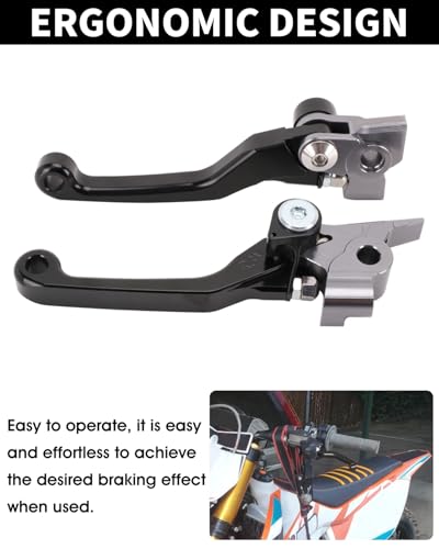 JFG RACING Dirt Bike Foldable Clutch Brake Levers for XC EXC FE TC EXCF - color: Black