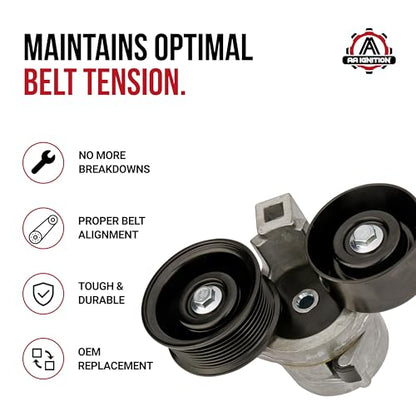 Serpentine Belt Tensioner and Pulley - Compatible with Ford - E-350 Club Wagon, E-350 Econoline, E-350 Econoline Club Wagon, Excursion, F-250 Super Duty, F-350 Super Duty - Replaces BT50, BT-50AA