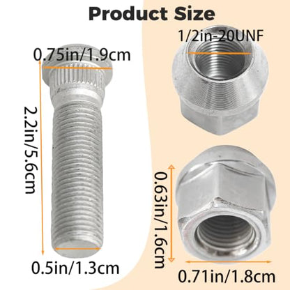 6Sets 1/2-20 Inch Wheel Stud with Nuts for Trailer Compatible with Lippert Axles 3500 lb, Compatible with Dexter Axles 4400 lb with 1/2"-20 UNF Thread Size, Wheel Studs - size: 6Sets