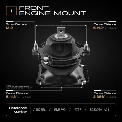 Engine Motor Trans Mount Hydraulic Set of 5 Compatible with Accord and TLX - size: 2013-2017 Accord V6 3.5L / 2015-2020 TLX