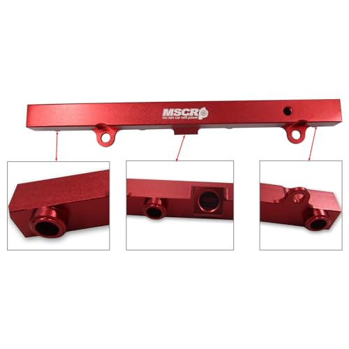 Aluminum Fuel Rail with Oil Gauge Kit Fit for Honda Civic Acura RSX K-series K20 K24 Engines (Red) - color: Red