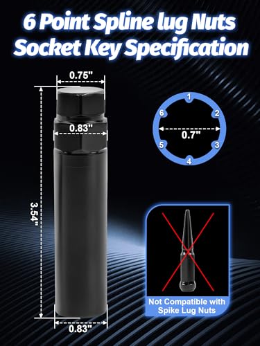2pcs 6 Point Spline Lug Nuts Key Tuner Socket Tool - size: 6 Point