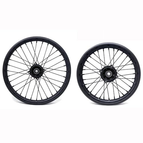 MYK Wheel Set, Front Rim 17"x1.6 Rear Rim 14"x1.85 - for Off Road Dirt Bikes Tao Tao DB17, Apollo, Coolster, SSR and others with 17" Front and 14" Rear Wheels