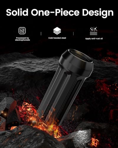 GAsupply 1/2 20 Lug Nuts Black Spline, 2" 50mm Tall Cone Seat, 20Pcs+1 Key - color: Black, size: 1/2"-20, style: 20 Pack- 2" Tall