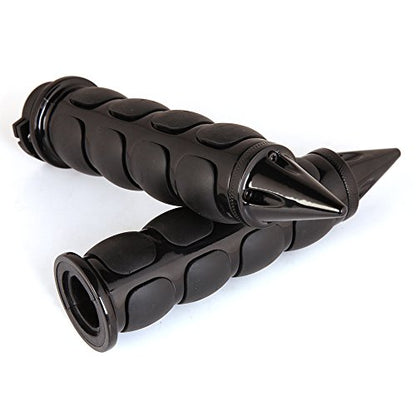 Pair of 1" Dual Black Motorcycle Bar End Hand Grips Handlebar for Cruisers Harley Yamaha Suzuki - color: Black