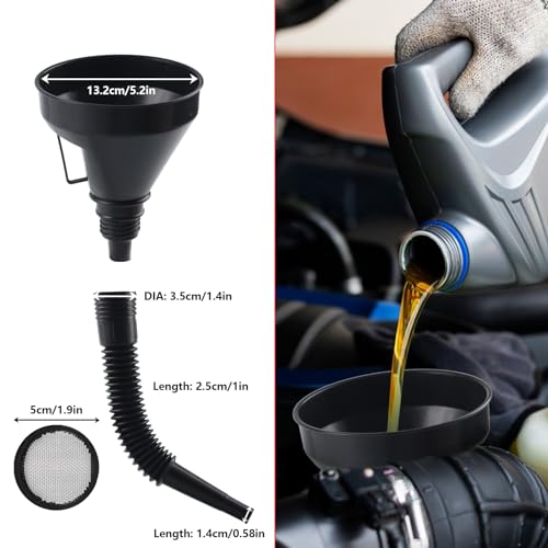 10 Pcs Automotive Funnels Set Wide Mouth Fuel Plastic Long Neck
