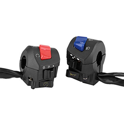 Motorcycle Handlebar Switch, Qiilu 1 Pair Motorcycle 7/8inch Left and Right Handlebar Mount Switch with Horn and Ignition Control fit Fits 7/8" Handlebars (22mm)