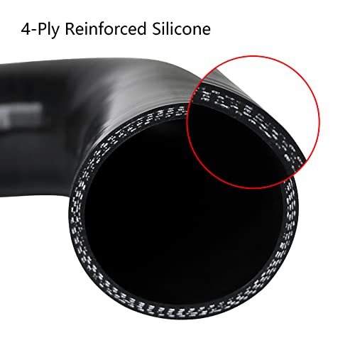 3" ID, 8" Leg Length 90 Degree Elbow Silicone Coupler Hose, 4-Ply Reinforced Universal Silicone Pipe Hose Turbo Intake Tube Intercooler Piping Black - color: Black, size: 3" ID