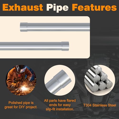 A-KARCK Stainless Steel Mandrel Bends 4 Pcs, 3 Inches 304 Stainless Steel Exhaust Pipe DIY Custom Exhaust Tubing Pipe Straight & U-Bend Kit, Universal Fit - size: 3 inch 4 piece Kit, style: Stainless Steel