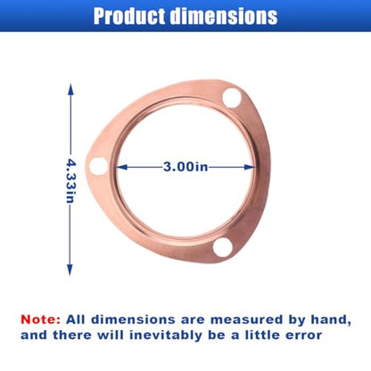 LAINLOY 2PCS 3 Inch Copper Header Exhaust Gaskets, Golden Car Exhaust Pipe Collector Gaskets, Sturdy Reusable Parts, Automotive Exhaust Accessories for SBC BBC 302 350 454 - size: 3 Inch