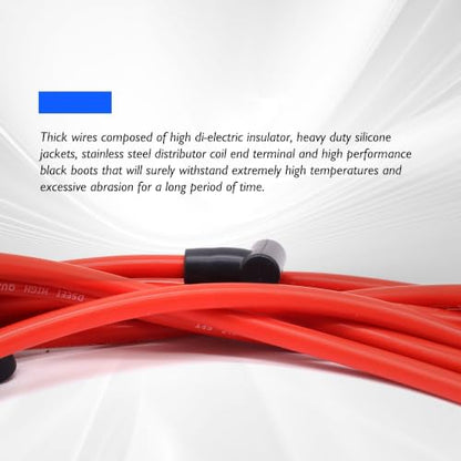 M12259C301 9PCS New Red 10.5mm Racing Spark Plug Wires Set - style: M12259C301