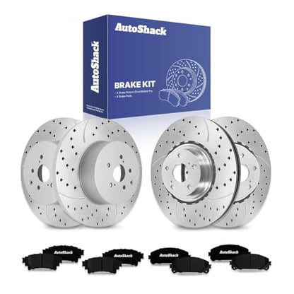 AutoShack Front & Rear Zinc Coated Rotors & Pads for Toyota Highlander 2019 - style: SilverShiled Pro & Pad