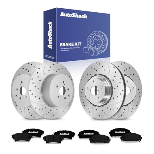 AutoShack Front & Rear Zinc Coated Rotors & Pads for Toyota Highlander 2019 - style: SilverShiled Pro & Pad