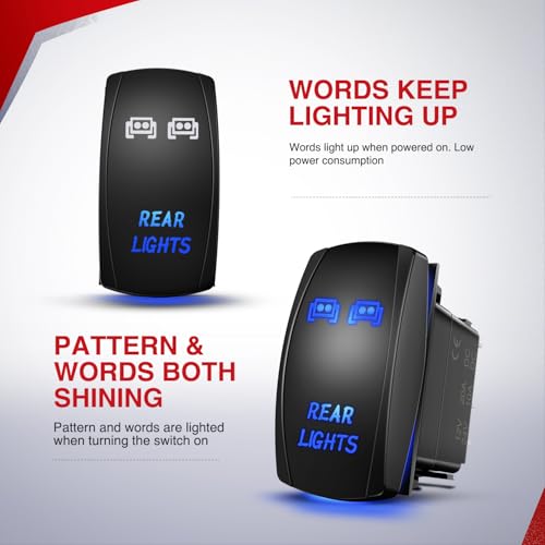 Nilight LED Pods Rear Lights Wiring Harness Kit 12 V 5 Pin Rocker Switch - style: Rear Lights Wiring-2 Leads w/ Nylon Wire Loom