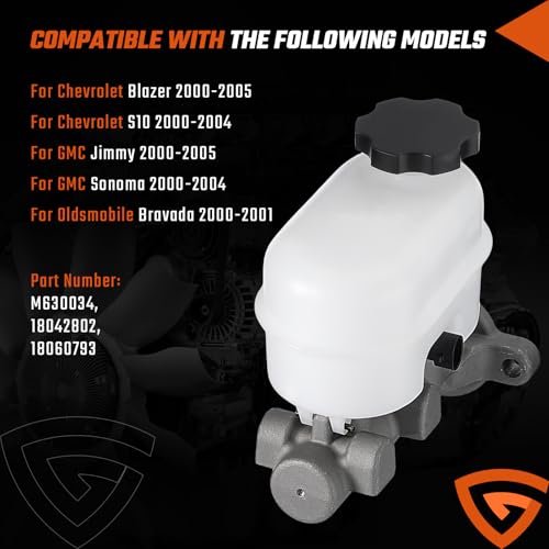 Brake Master Cylinder fit for Chevrolet Blazer S10 Sonoma 2000-2004，fit for Oldsmobile Bravada 2000-2001,Compatible with Suzuki Jimmy 2000-2005, M630034, 18042802,18060793 - size: M630034