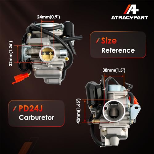 PD24J Carburetor, Fit For 125cc 150cc ATV Moped Scooter Engine 4Stroke GY6 - size: Carburetor Only