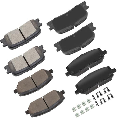 cciyu D885 D884 Brake Pads w/Hardware Front Rear Disc Brake Pad Set - size: Front[D884] + Rear[D885]