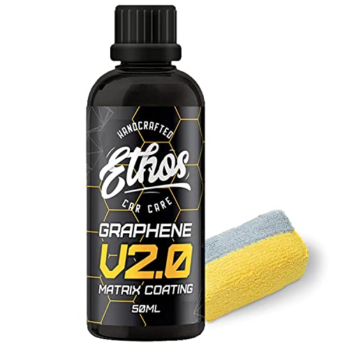 Ethos Handcrafted Car Care Graphene Matrix Coating with Applicator - Graphene Ceramic Coating | 5+ Years of Protection | Incredible Hydrophobic - Revolutionary Graphene Nanotechnology - color: V2.0 - 50ml