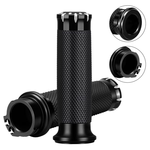 Hand Grips 1 Inch Motorcycle Handlebar Grips Cable Throttle Compatible for Honda Yamaha Suzuki Kawasaki Harley Davidson Sportster Touring Dyna Softail 883 1200 Black