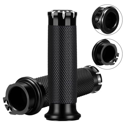 Hand Grips 1 Inch Motorcycle Handlebar Grips Cable Throttle Compatible for Honda Yamaha Suzuki Kawasaki Harley Davidson Sportster Touring Dyna Softail 883 1200 Black