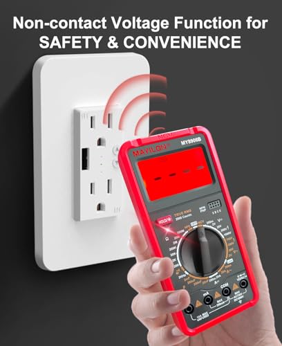 MY8906B Multimeter Tester TRMS Digital Multimeter 750V-1000V Measures DC/AC Voltage DC/AC Current Resistance Continuity Diodes Frequency Transistor HEF NCV Live Wire Detection