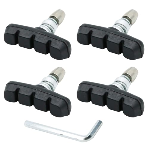 2 Pairs Bike V Brake Pads with Hex Nuts Hex Wrench for Mountain Bike, Road Bicycle, MTB, BMX