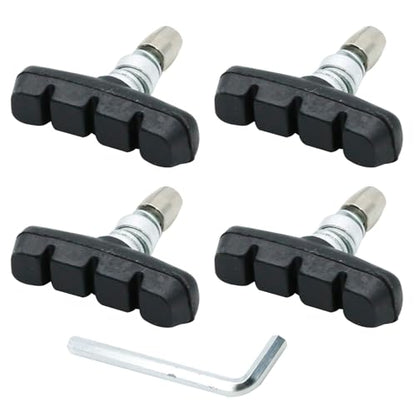 2 Pairs Bike V Brake Pads with Hex Nuts Hex Wrench for Mountain Bike, Road Bicycle, MTB, BMX