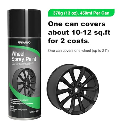 NADAMOO Black Spray Paint for Wheels, Matte Finish - color: Matte Black, size: 13 Ounce (Pack of 2)