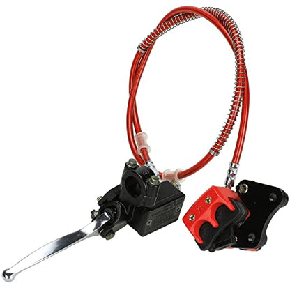FVRITO Front Disc Hydraulic Brake Master Cylinder Caliper Handle Lever Line Assembly with Brake Pads for 50cc 70cc 90cc 110cc 125cc SSR TaoTao Apollo Coolster Moped Scooter Chinese Pit Dirt Bike Red - color: Red