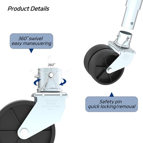 2000lbs Dual 6" Trailer Jack Swivel Caster, Wheel Replacement - color: Silver