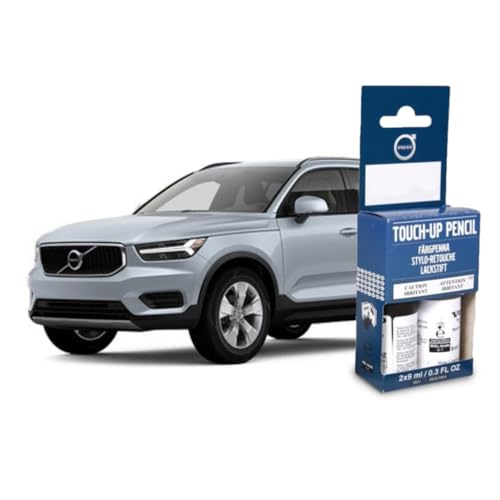 Volvo Touch Up Paint Pen, Includes Base Coat and Clear Coat, 2 x 9 ml (0.3 fl oz), OEM Factory Original (729 Glacier Silver Metallic) - color: 729 Glacier Silver Metallic