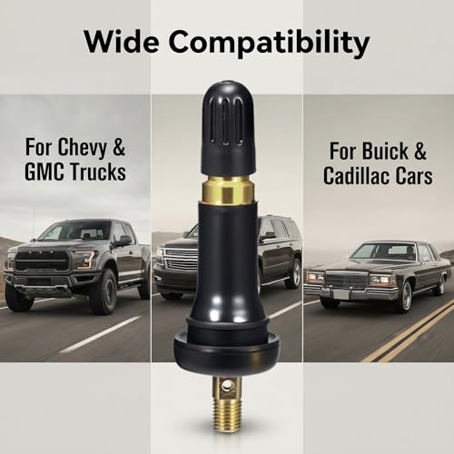 Saihisday TR413 Valve Stems Black Rubber Snap-in Tire Valve Wheel Rim Stems TPMS for GM Chevy (Pack of 100)