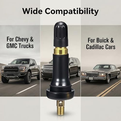 Saihisday TR413 Valve Stems Black Rubber Snap-in Tire Valve Wheel Rim Stems TPMS for GM Chevy (Pack of 100)