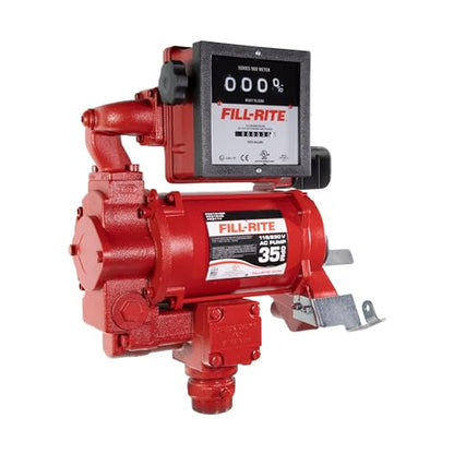 Fill-Rite FR311VN 115V/230V 35 GPM Fuel Transfer Pump with Mechanical Meter (Gallons) - Heavy-Duty Electric Pump with High Flow Rate and Durable Construction - style: Pump & Meter (Gallons) Only