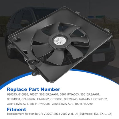 Radiator Cooling Fan Assembly Compatible with Honda CR-V CRV 2007-2009 2.4L