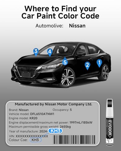 Touch Up Paint Compatible with Nissan Exact Match 2 in 1 Touch up Paint for Chips and Nicks Repair (Black Obsidian/Super Black(KH3) Compatible with All Models) - color: Black Obsidian/Super Black(KH3) Compatible with All Models
