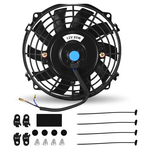7" Universal Electric Radiator Fan Push Pull Slim Fan High Performance Cooling Fan 80W 12V Mount Kit 1PCS - size: 7 inch- 1PC