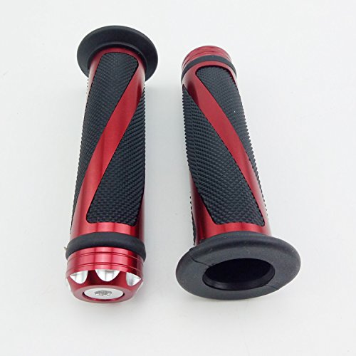 Universal Motorcycle Rubber Gel Handlebar Hand Grips for 7/8" Bar End Handle Bars Sports Bikes - color: Red