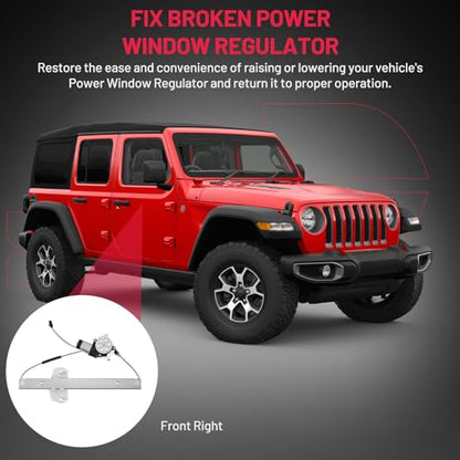 BDFHYK 748-913 Power Window Regulator with Motor Front Right for 2007-2018 Wrangler 2018 WranglerJK 2007 2008 2009 2010 2011 2012 2013 2014 2015 2016 2017 07 08 09 10 11 12 13 14 15 16 17 18 - size: Front Right, style: 2007-2017 Jeep Wrangler