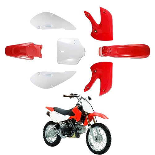 ABS Plastics Kit for Kawasaki KLX110 2002-2013, KX65 2000-2013 - color: Red & White