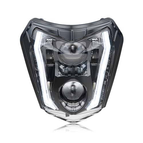 RAMJET4X4 LED Motorcycle Headlight Dirt Bike DRL Headlamp with Bezel Compatible With Motocross Pit Bike Enduro ATV Supermoto 150 250 350 450 500 SX XCW EXC SXF XC SMC R 690 - color: black A