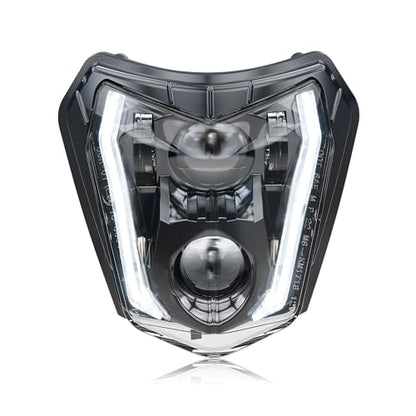 RAMJET4X4 LED Motorcycle Headlight Dirt Bike DRL Headlamp with Bezel Compatible With Motocross Pit Bike Enduro ATV Supermoto 150 250 350 450 500 SX XCW EXC SXF XC SMC R 690 - color: black A