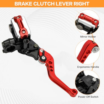 Universal Motorcycle 7/8" 22mm Brake Master Cylinder Clutch Lever - color: Red