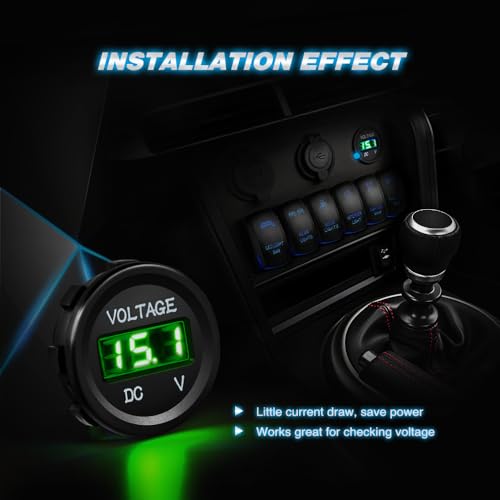 Nilight LED Digital Display Voltmeter Panel 12VDC Waterproof Digital Round Panel Volt Tester Gauge for Boat Marine Vehicle Motorcycle Truck ATV UTV - color: Green