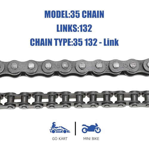 YOXUFA 65 Tooth Sprocket 35 Chain with 140 Links Replacement for Coleman CT100U CC100X Baja Doodle Bug Blitz Dirt Bug Racer DB30 Motovox Mbx10 Predator 97cc 100cc 2.5hp Mini Bike Powersports Parts