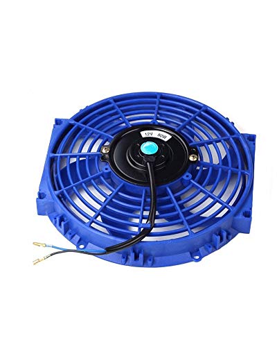 10" inch Slim Fan Push Pull Electric Radiator Cooling 12V Mount Universal Kit Blue - color: Blue, size: 10 Inch