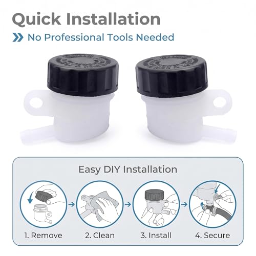 2 PCS Motorcycle Brake Oil Reservoir, Rear Brake Master Cylinder Oil Cup, Anti-leakage Clutch Tank Reservoir, Universal for Motorcycle Dirt Bike ATV Quad (White & Black) - size: 2 PCS
