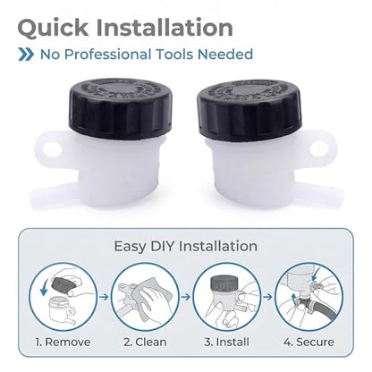 2 PCS Motorcycle Brake Oil Reservoir, Rear Brake Master Cylinder Oil Cup, Anti-leakage Clutch Tank Reservoir, Universal for Motorcycle Dirt Bike ATV Quad (White & Black) - size: 2 PCS