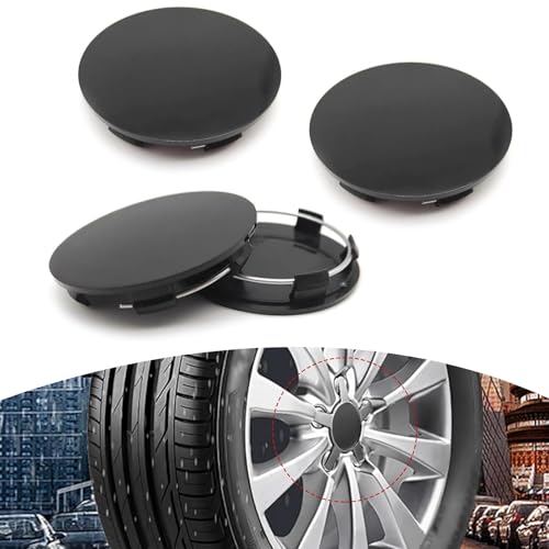 4 Pack Car Wheel Center Hub Caps, ABS Rust-Proof Center Caps for Rims, Vehicle Rim Hub Caps Accessories, 2.36" OD 2.2" ID Tight Fitting Snap-on Wheel Hub Modified Dust Protection Cover (Black) - color: Black