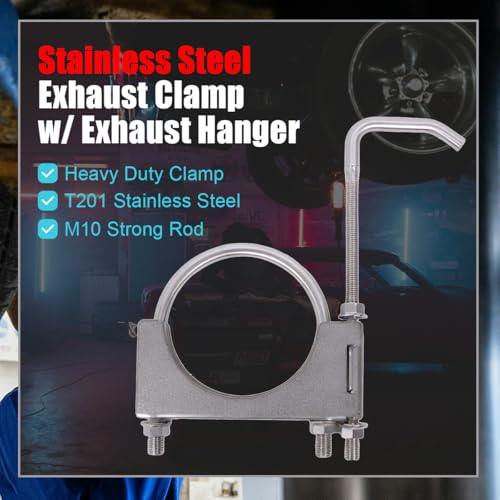 Stainless Steel 4 Inch Exhaust Clamps with Hanger Rod - size: 4 Inch